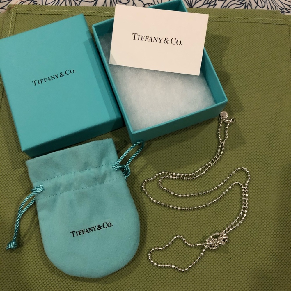 Tiffany sterling silver beaded chain 30” inches